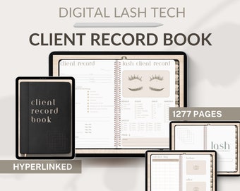 Digital Eyelash Extension Client Record Book | Lash Tech Planner PDF | GoodNotes & Notability Compatible | Hyperlinked Lash Client Tracker