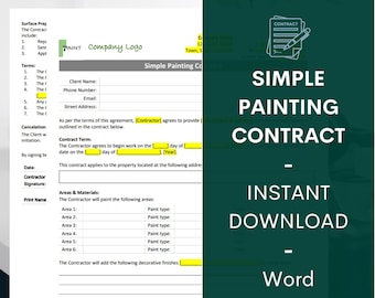 Simple Painting Contract Agreement Painting Contractor - Etsy