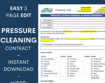 Pressure Cleaning Proposal Template – Editable Service Agreement (Microsoft Word)