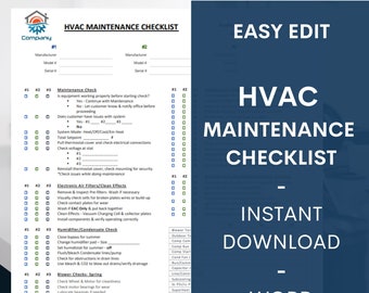 Air Conditioning HVAC Inspection ︱Preventative ︱Maintenance ︱ Inspection ︱ Checklist ︱Word