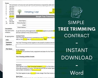 Tree Service Contract Template Etsy