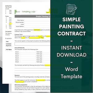 Painting Contract Agreement | Painting Contractor | Residential Painting Service Contract | Word templates | Printable Templates