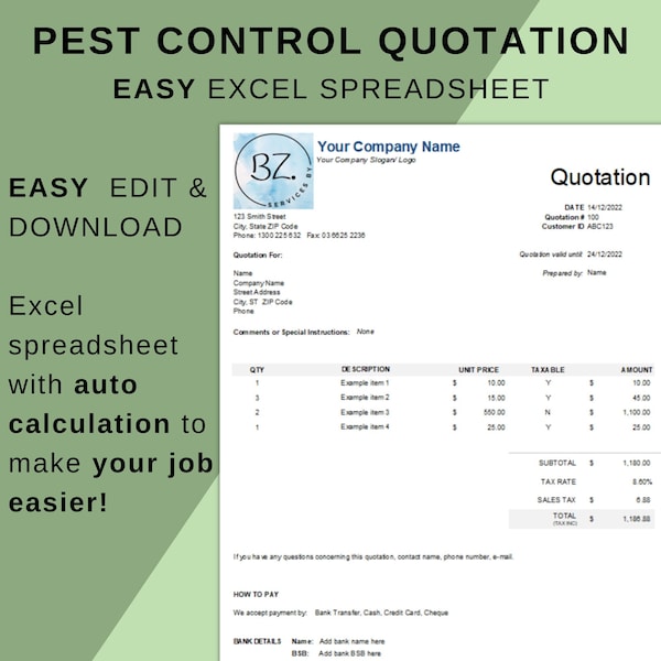 Pest Control Contract Template - Etsy