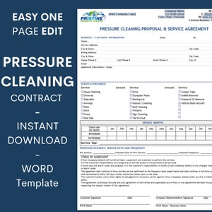 Pressure Cleaning ︱Power Washing Contract ︱Proposal ︱Estimate ︱Agreement ︱Template | Simple Contract
