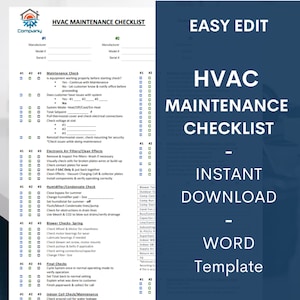 Inspeção HVAC de Ar Condicionado ︱Preventiva ︱Manutenção ︱ Inspeção ︱ Checklist ︱Word