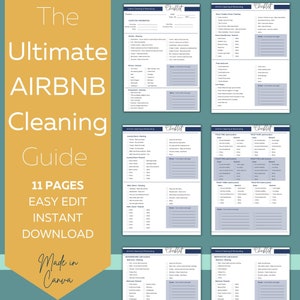 Sjabloon voor schoonmaak- en herbevoorrading voor commerciële schoonmaakdiensten - Airbnb, House Cleans, More - Digitale download - Canva - Reinigingsschema