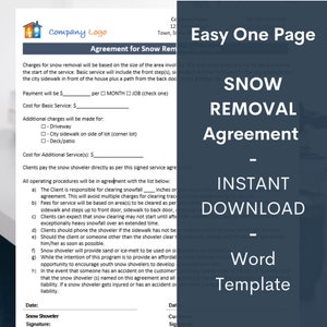 Snow Removal ︱Contract | Agreement ︱Plowing ︱Invoice ︱Proposal ︱Receipt