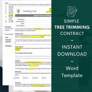 Tree Trimming Contract Template Tree Removal Contract Agreement Tree