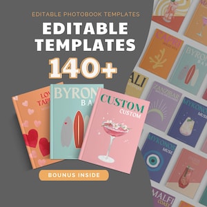 Photo book Template Editable Bundle, Canva Coffee Table Book, Personalize college and travel memoriesTravel Print Album Digital