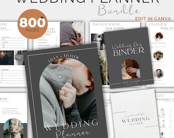 Plantilla para agenda de boda, planificador editable en Canva (descarga digital)