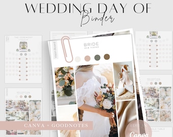 Essential Wedding Day Binder Template | Editable Canva Wedding Planner | Digital Itinerary & Checklist | Stress-Free Bridal Organization