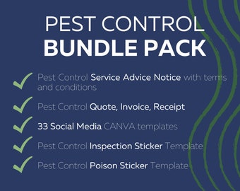 Pest Control Business Templates, Social Media, Invoice, Stickers (Digital Download)