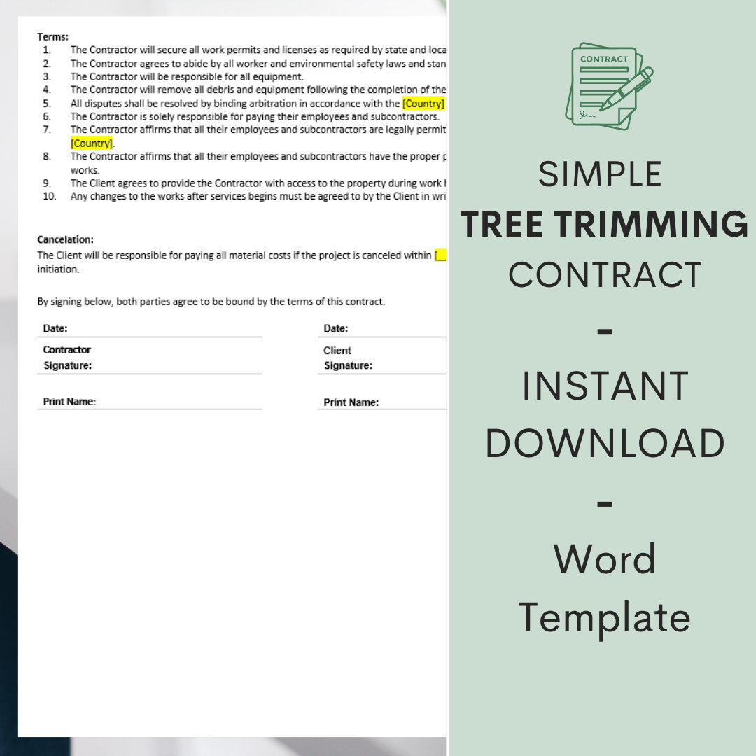 Tree Trimming Contract Template Tree Removal Contract Agreement Tree Tree Trimming Contract Template Tree Removal Contract Agreement Tree