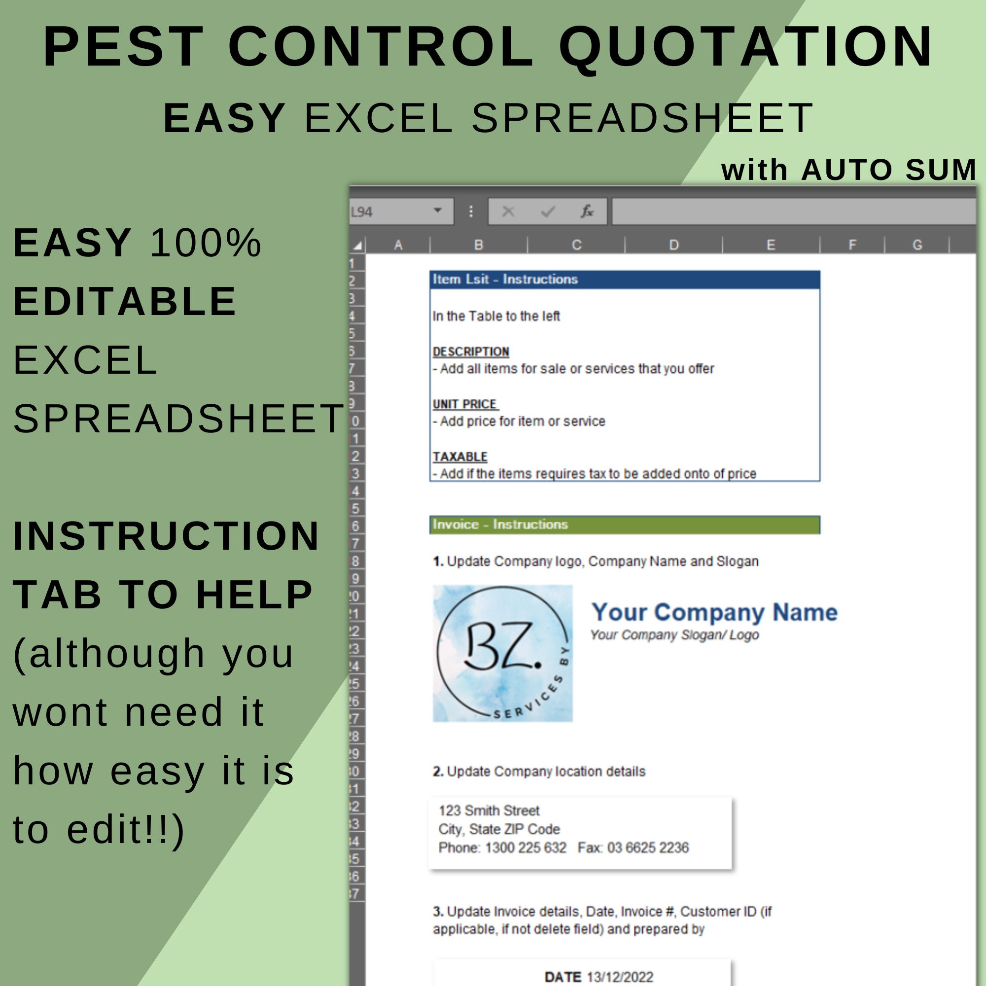 PEST CONTROL Quotation Template | Service Treatment Notice | Pest ...