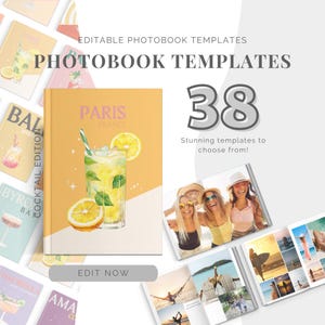 Travel Photobook Canva Template Cocktail Bundle, Personalize, Coffee Table Book, Customizable Travel Print Album, Digital Download