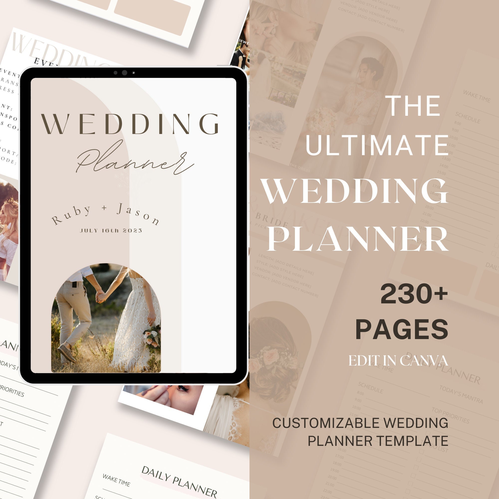 Canva Wedding Planner Template, 230 Editable Pages (digital Download