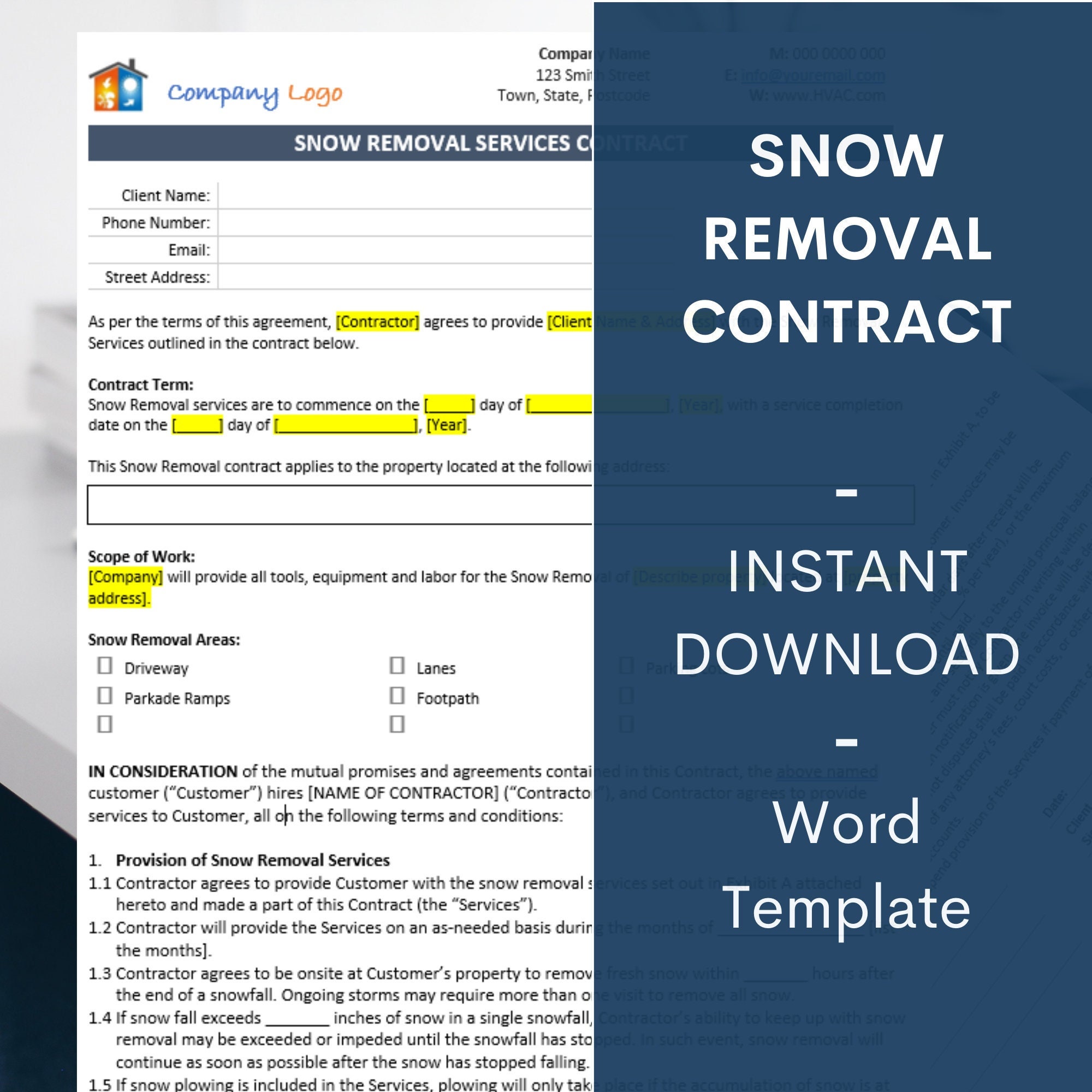 Snow Removal Service Contract Template Editable Template Microsoft Word Snow Removal Service Contract Template Editable Template Microsoft Word