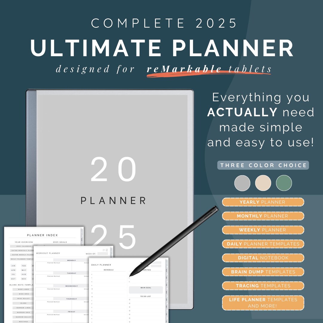 2025 Digital Planner for Remarkable 2 Tablet – the Ultimate Easy-to-use ...
