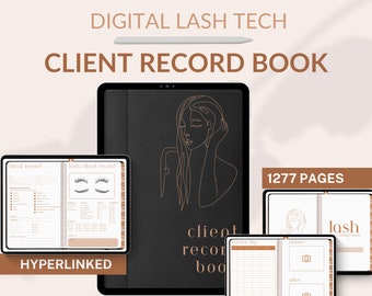DIGITAL LASH Tech Client Record book Naranja, Registro de extensiones de pestañas del cliente, Lash Tech Planner, Lash Journal, Formularios de belleza, Goodnotes