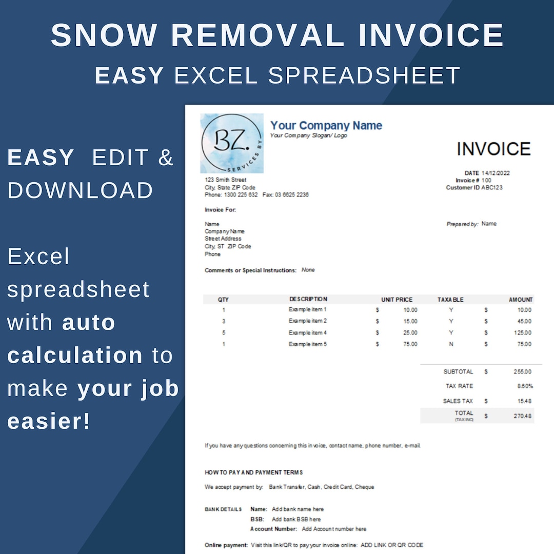 Snow Removal INVOICE Agreement, Snow Plowing Quotation, Contract Snow Removal INVOICE Agreement, Snow Plowing Quotation, Contract