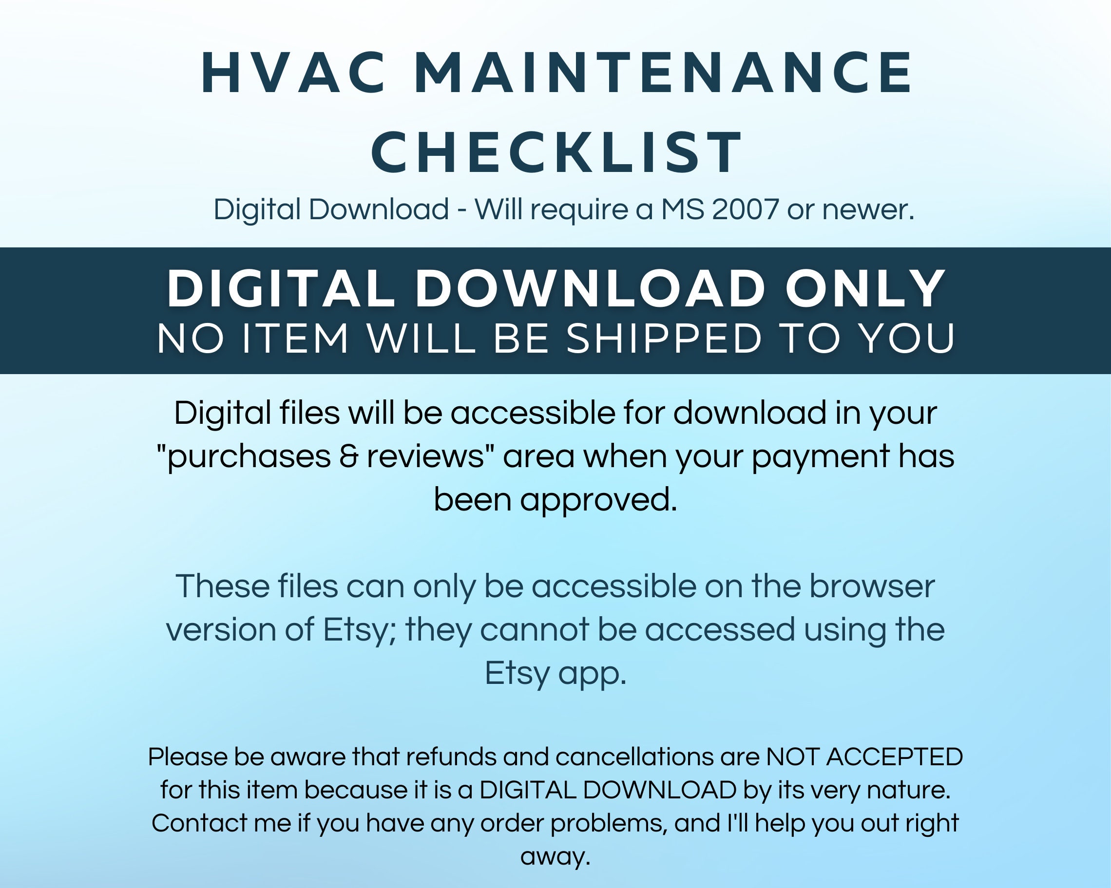 HVAC Inspection Checklist Template Air Conditioning, AC, Heating ...