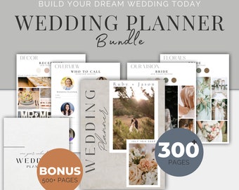 Wedding Planning Bundle: Canva Templates for Wedding Checklists, Itinerary, Day of Planner Binder Calendar