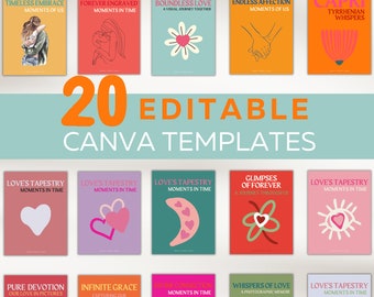 Canva Couples Photo book Template Bundle, Personalize, Coffee Table Book, Customizable Relationship Print Album, Digital Download, Love