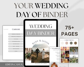 Comprehensive Digital Wedding Planner | 75-Page Editable Canva Templates with Checklists & Itinerary