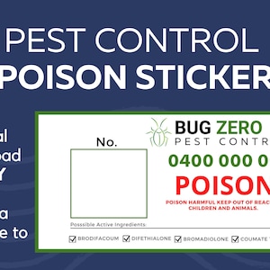 Digital Pest Control Poison Sticker Template - Personalize with Canva - Poison Sticker Template - Exterminator Sticker - Digital download