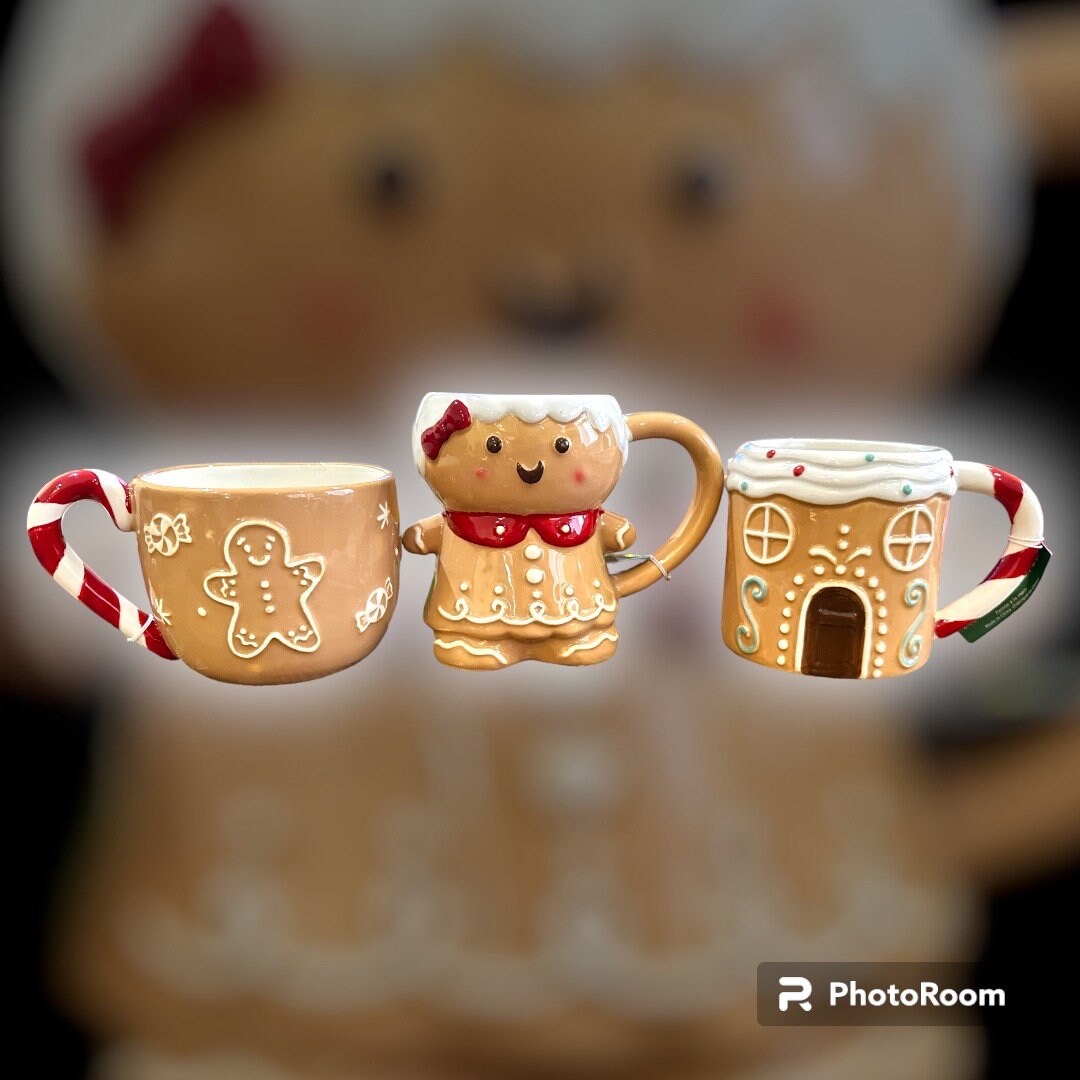 Gingerbread House Mugs Set of 3 Etsy