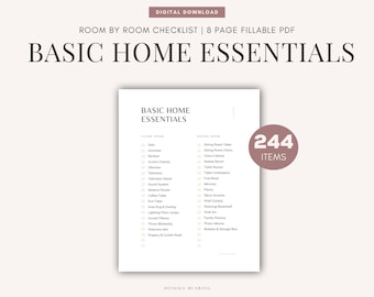 Basic Home Essentials Printable, Moving Out Checklist, New Apartment To Do List, First House Packing Guide PDF, Room Furniture List Download