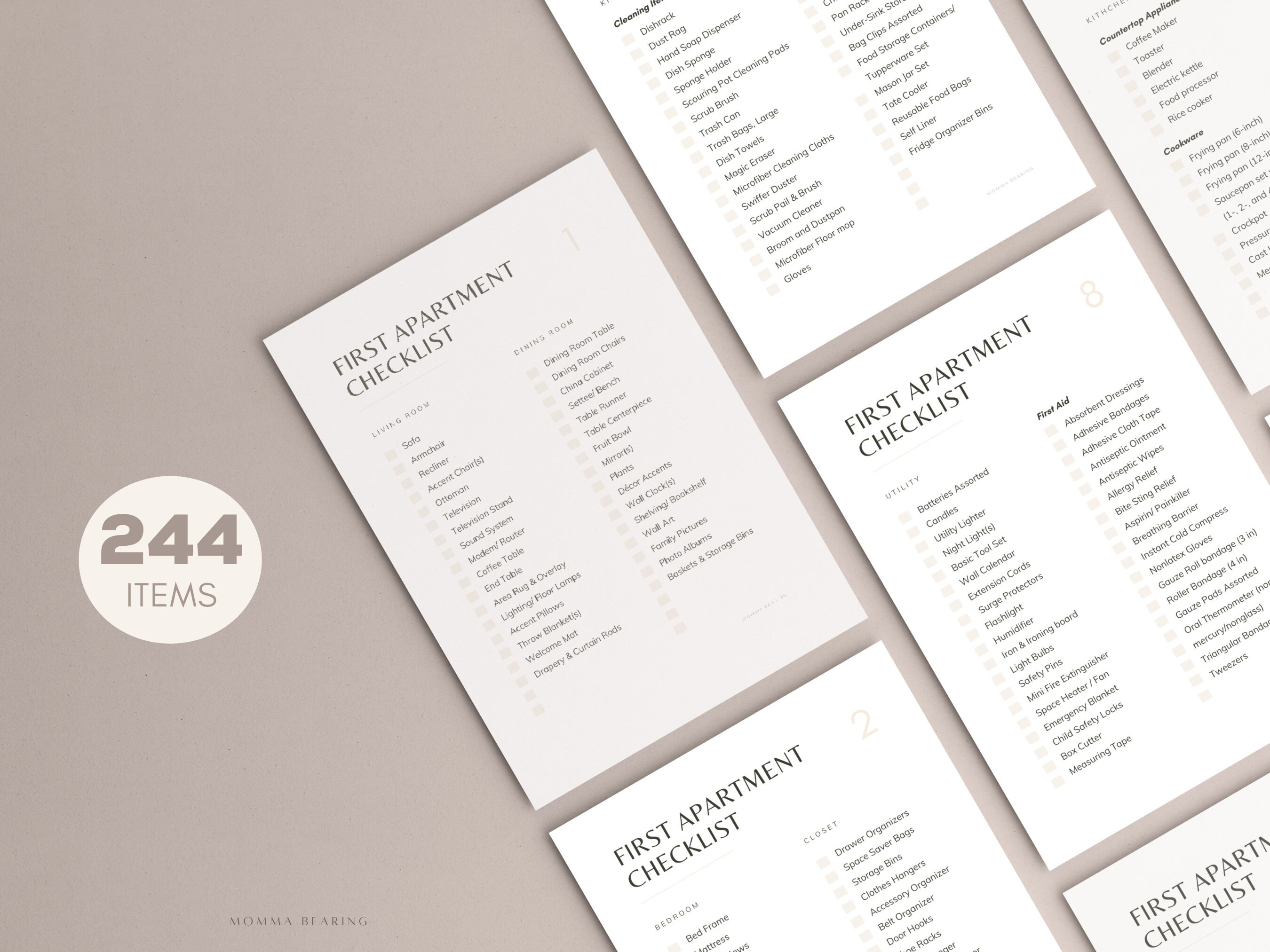 First Apartment Checklist Printable, New Home Essentials, House Moving ...