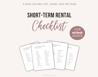 Short Term Rental Inventory Printable Checklist, Best Vacation Rental Amenities PDF, New Host Essentials Customizable List, Digital Download
