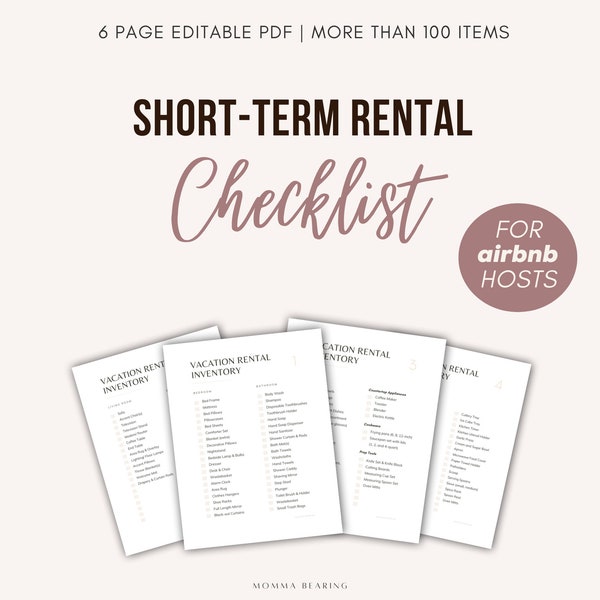 Vacation Rental Inventory Checklist Editable Etsy UK