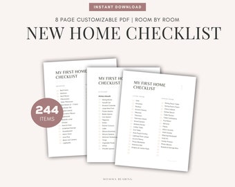 Best New Home Printable Checklist, House Must Haves, First Apartment Essentials, Digital Packing Guide, Half Letter A5 A4, Instant Download