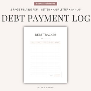 Printable Debt Payment Tracker, Student Loans Payoff, Monthly Home Mortgage Log, Undated Template, Credit Card Management, Digital Download