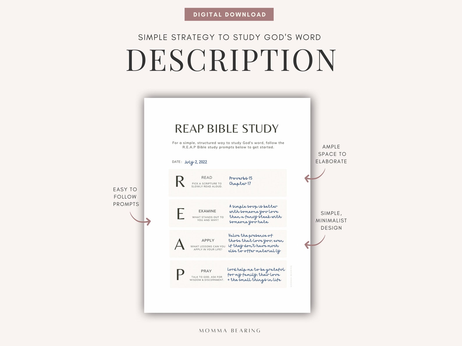 R.E.A.P Bible Study Method, Printable Christian Scripture Worksheet ...
