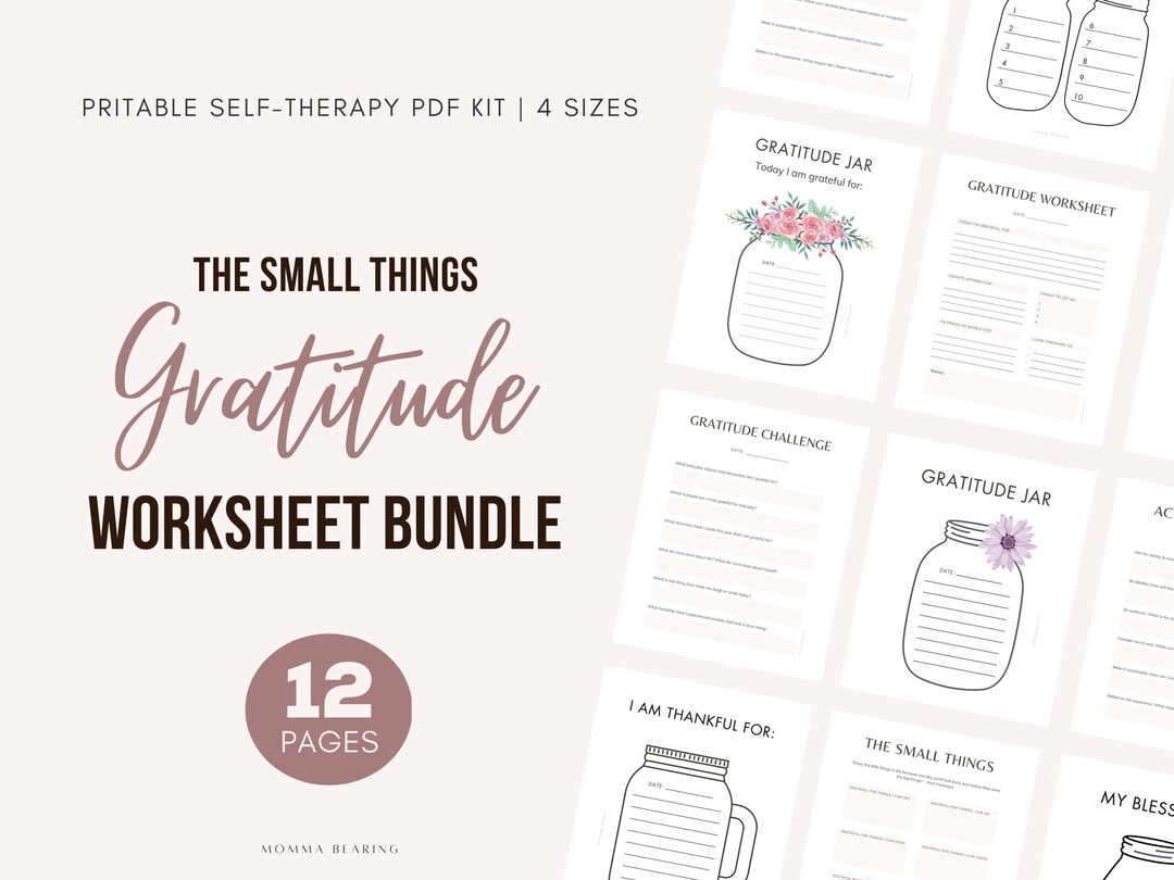 Intentional Gratitude Worksheet Bundle, Printable Mindfulness Workbook ...