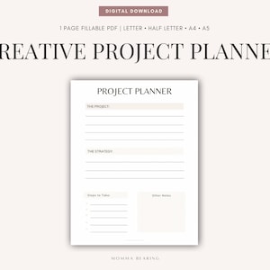 Creative Project Planner, Sewing Craft Organizer, Small Business Forms Template, Printable Personal Productivity Tracker, Digital Download