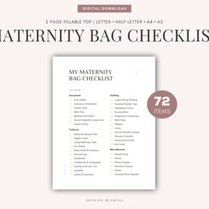 Maternity hospital bag checklist *Printable word document*