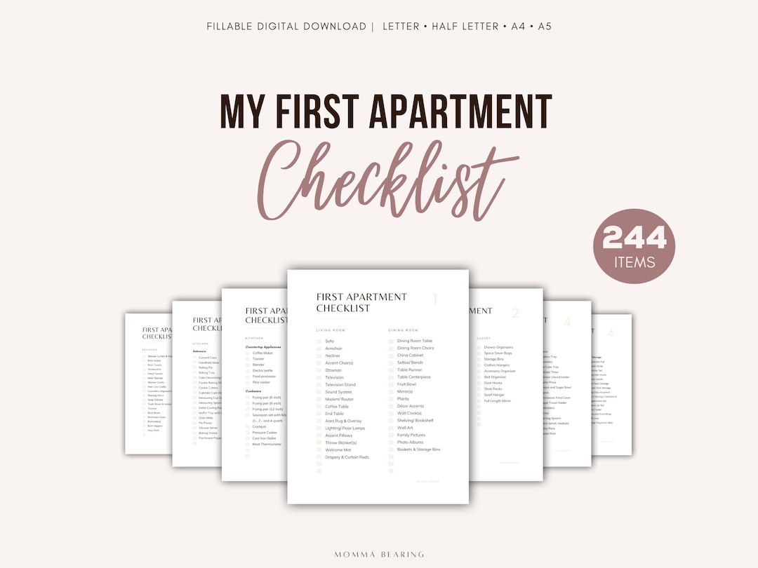 First Apartment Checklist Printable New Home Essentials - Etsy