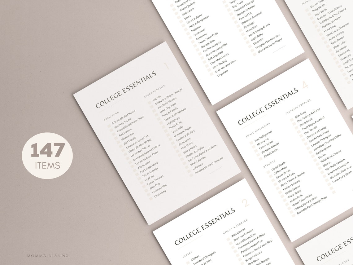 Printable Dorm Room Checklist, College Essentials Prep, Freshman Move ...