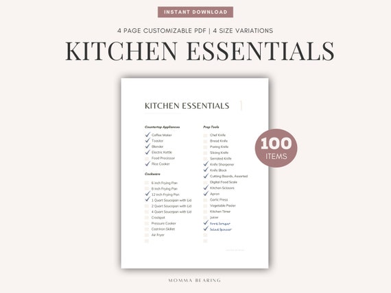 kitchen essentials checklist  New home essentials, New home