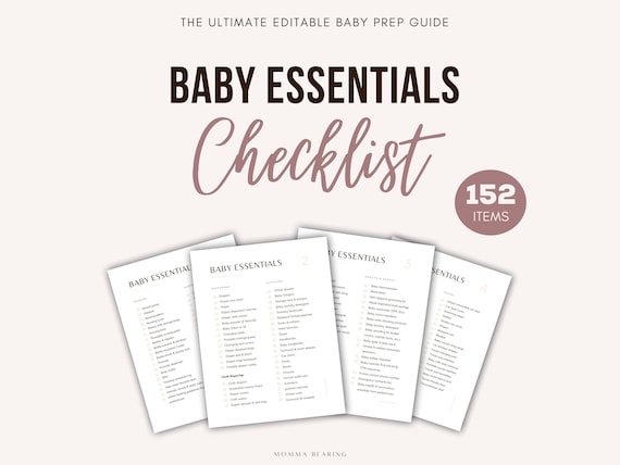 Printable Baby Essentials Checklist, Best Baby Shower Gift List, Newborn Registry Ideas, Nursery Must Have PDF, Minimalist Pregnancy Planner