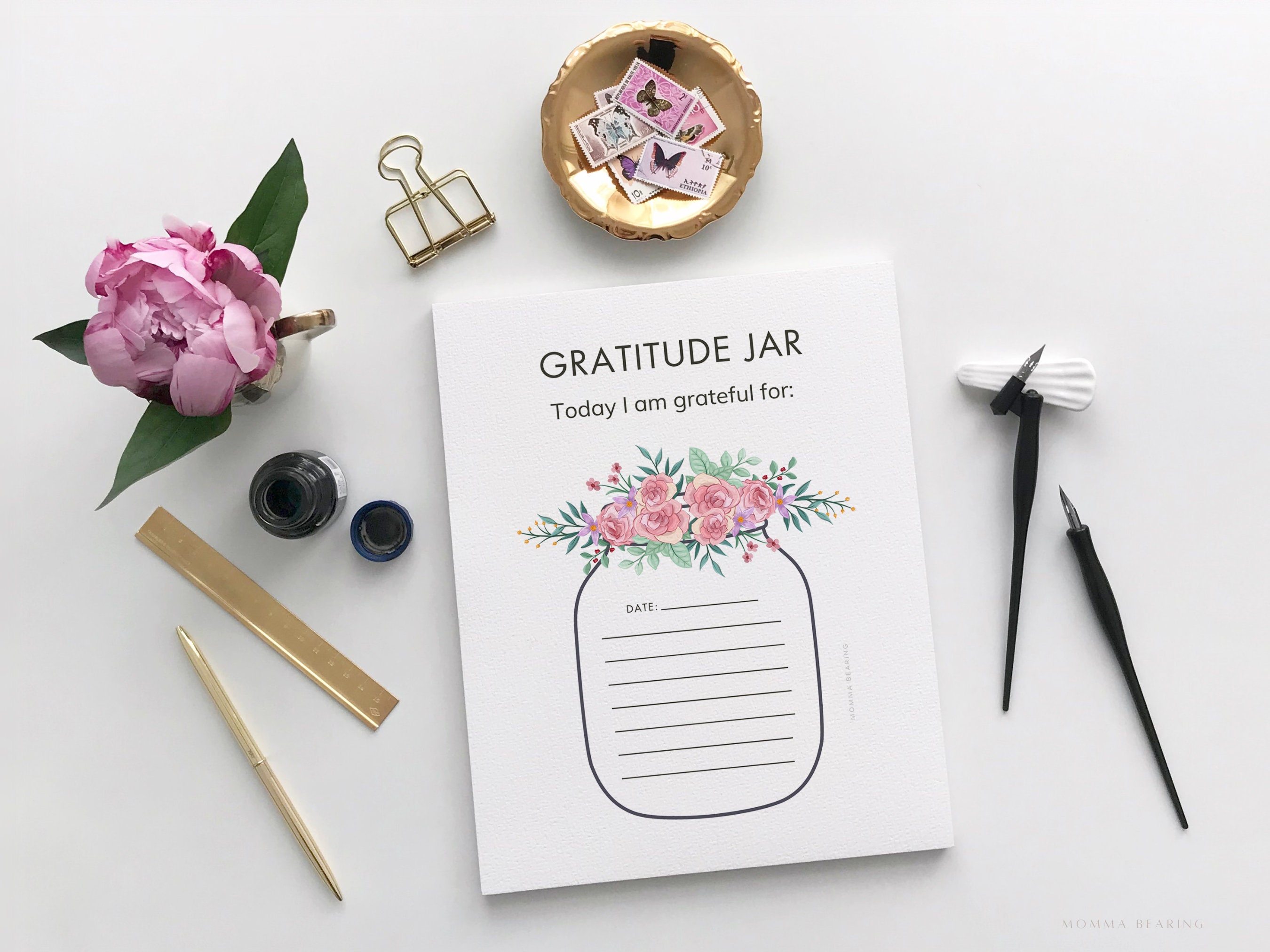 Printable Daily Gratitude Jar, Anxiety Worksheet, Minimalist Self ...