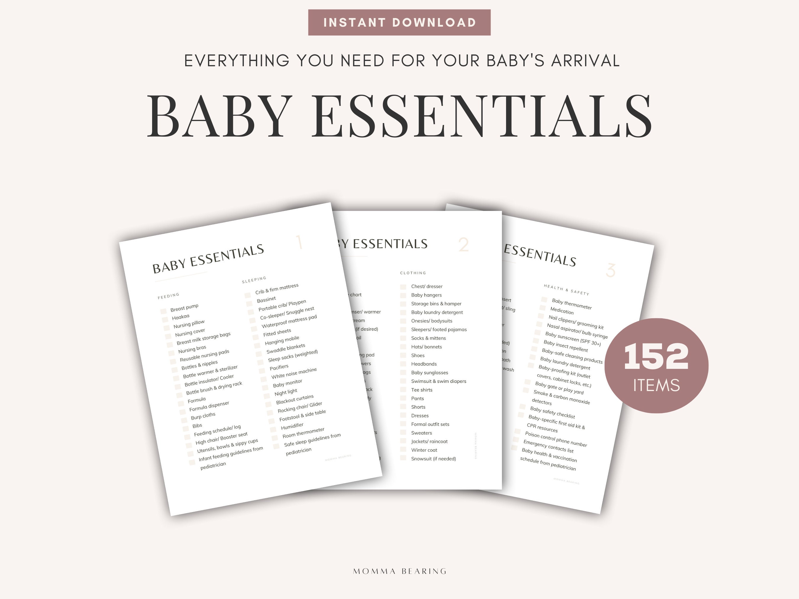 Printable Newborn Essentials Checklist, Nursery Must Haves, Best Baby ...