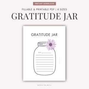 Modelo para impressão do jarro de gratidão, desafio de 30 dias, PDF de atenção plena diária, planilha de reflexão A5, psicologia positiva, abundância de manifesto