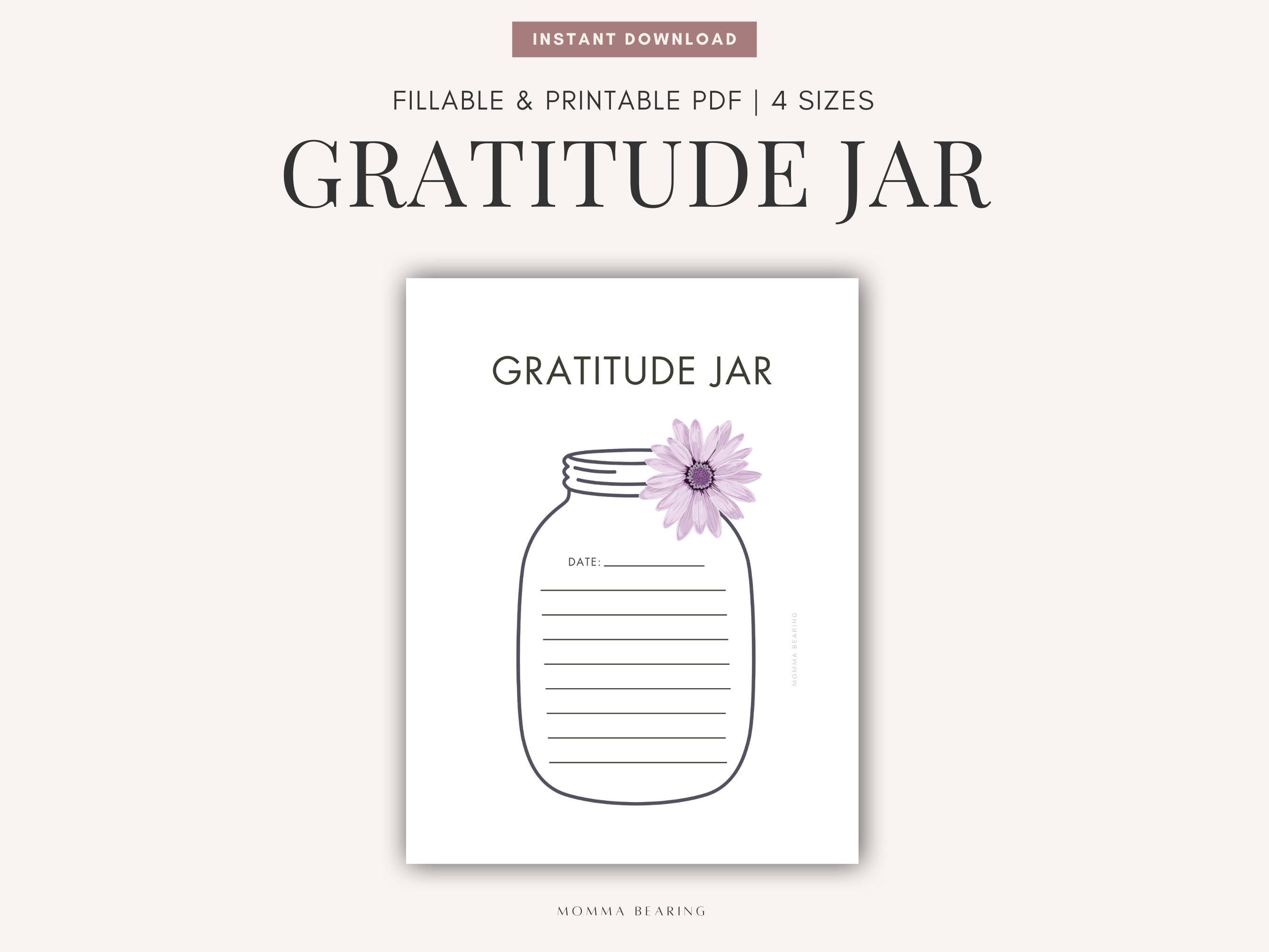 Gratitude Jar Printable Template 30 Day Challenge Daily - Etsy