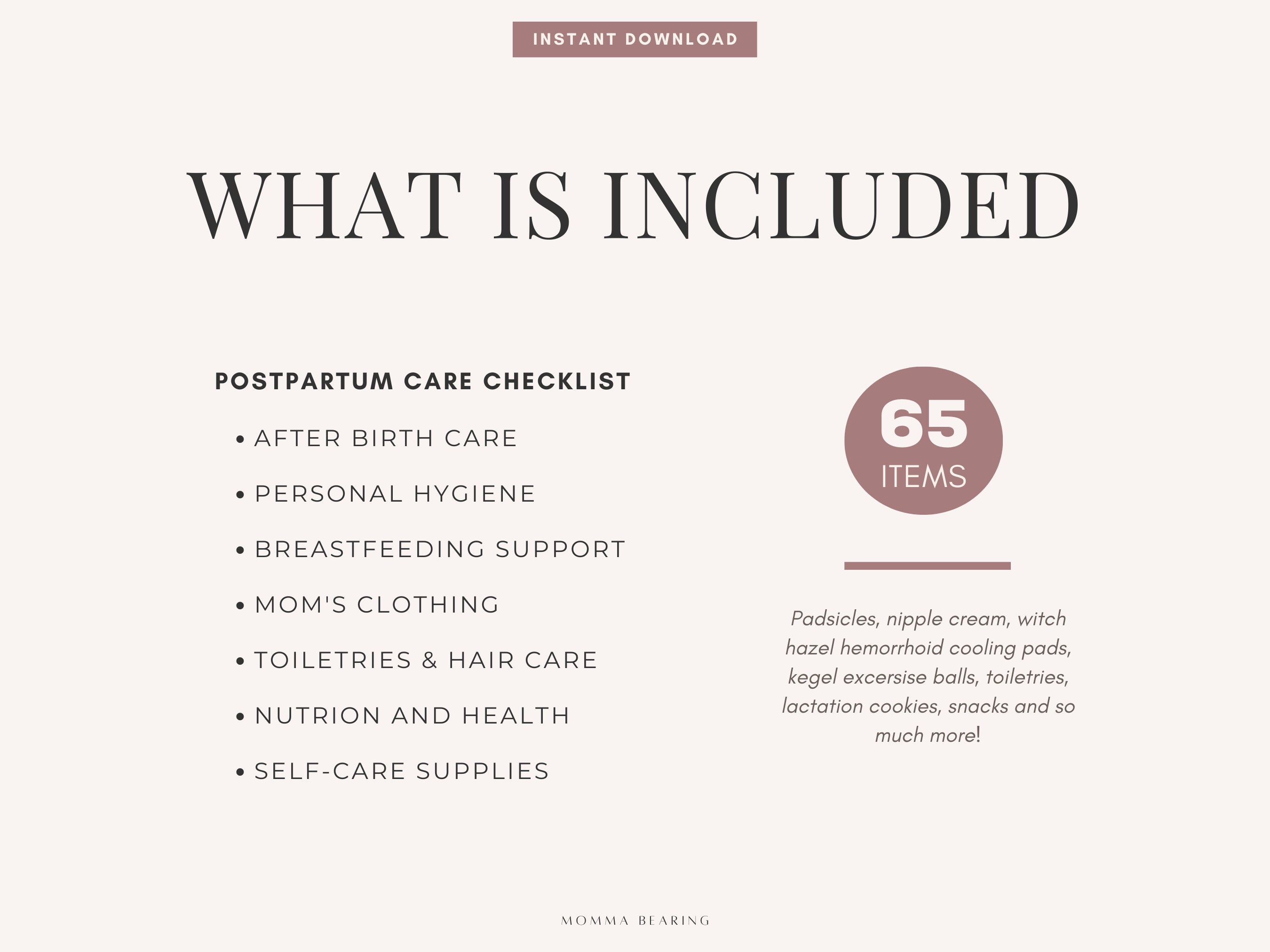 Postpartum Essentials Checklist Printable Best Postpartum - Etsy