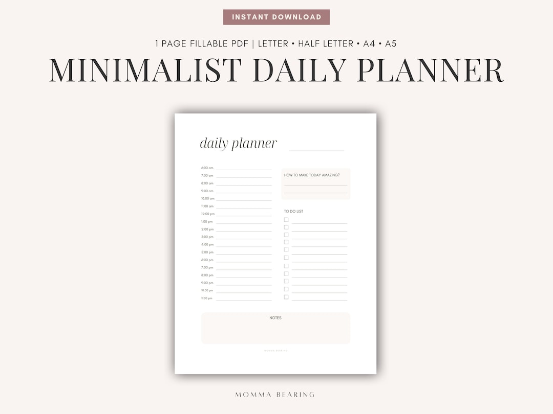 Minimalist Daily Planner Printable, ADHD Adult Schedule, Undated to Do ...